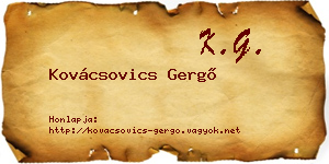 Kovácsovics Gergő névjegykártya